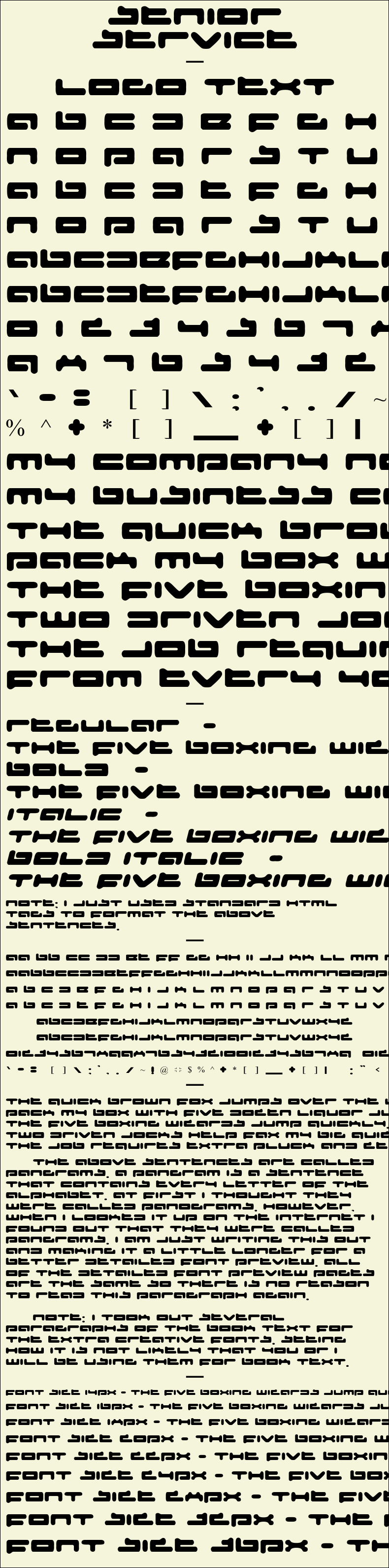 Detailed Picture Preview of The Font - Senior Service