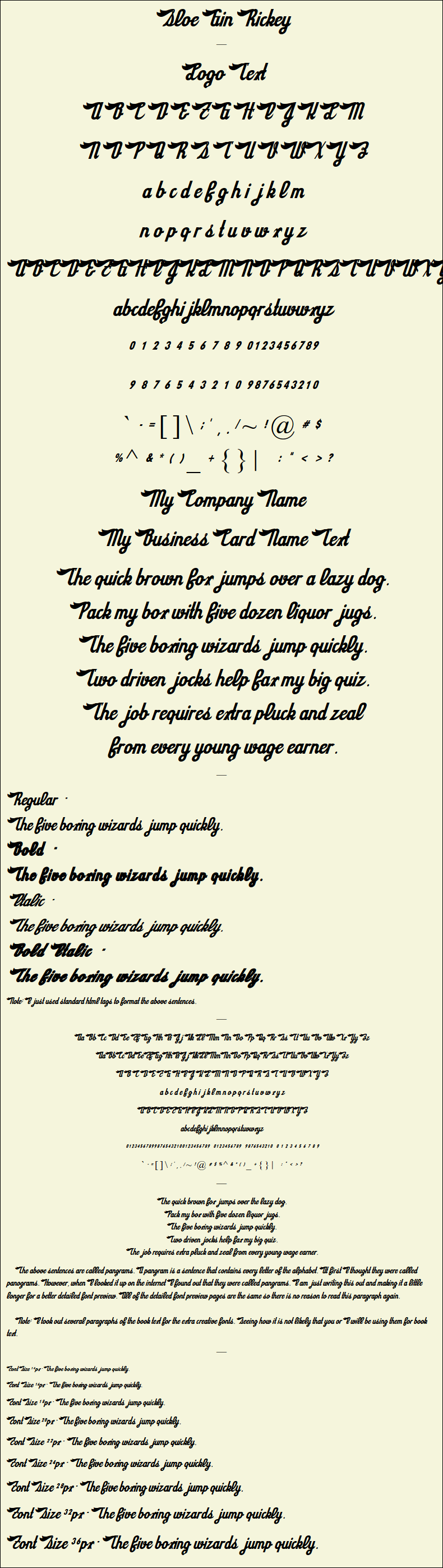 Detailed Picture Preview of The Font - Sloe Gin Rickey