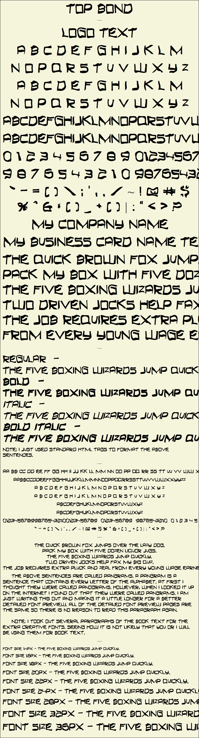 Detailed Picture Preview of The Font - Top Bond