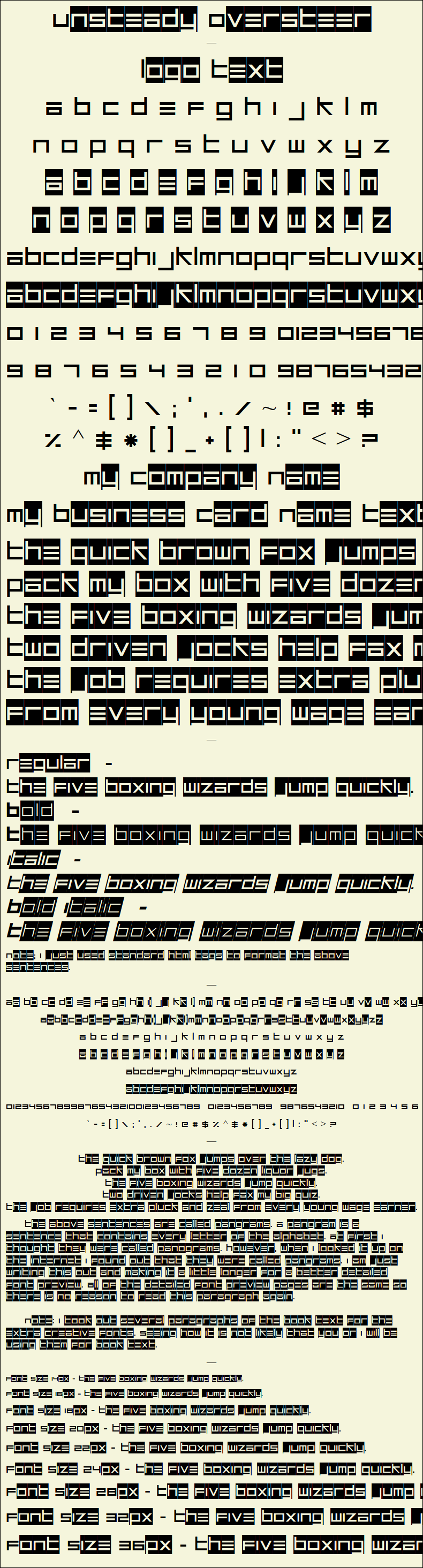 Detailed Picture Preview of The Font - Unsteady Oversteer