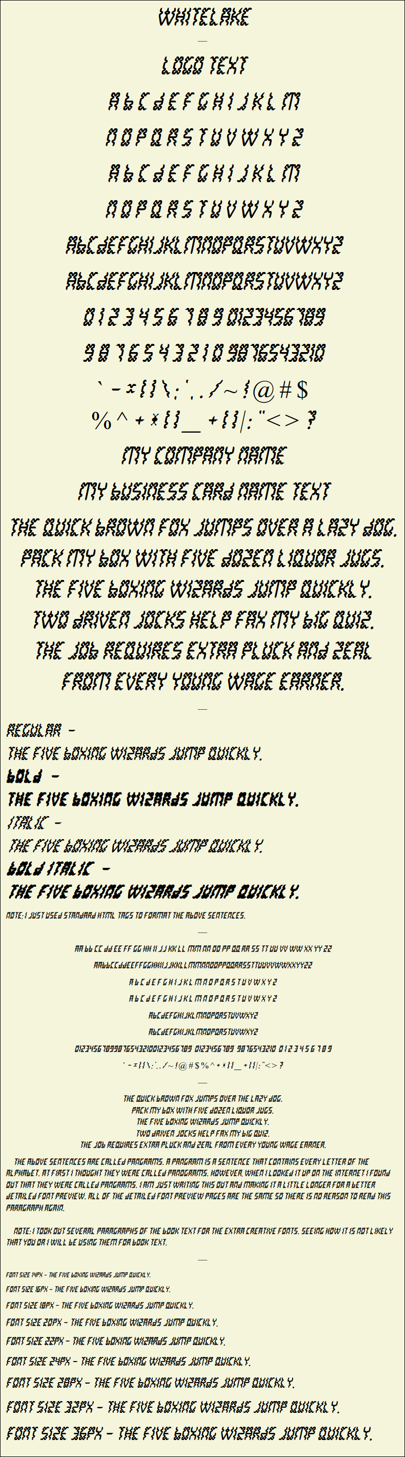 Detailed Picture Preview of The Font - WhiteLake