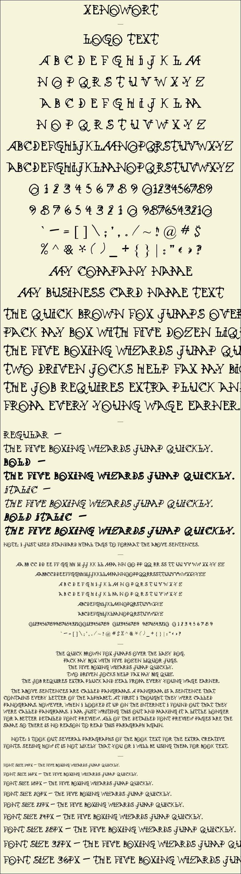 Detailed Picture Preview of The Font - Xenowort