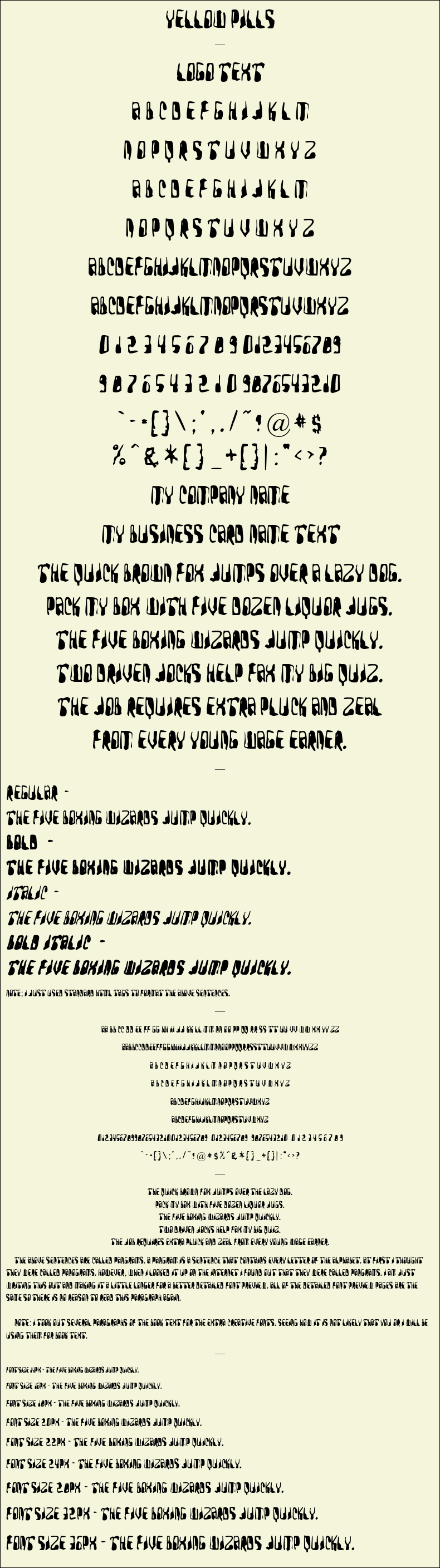 Detailed Picture Preview of The Font - Yellow Pills